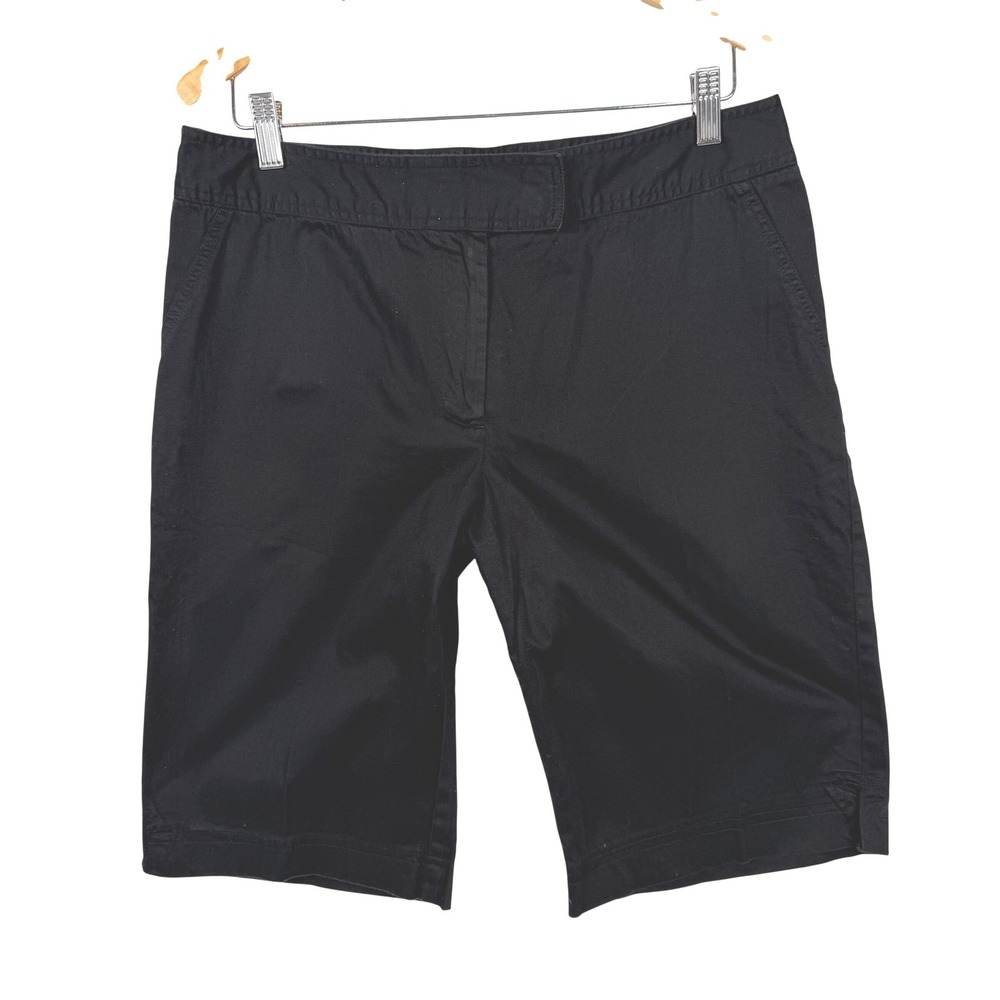 For The Republic Bermuda Shorts Womens 12 Black Cotton Blend Stretch Casual